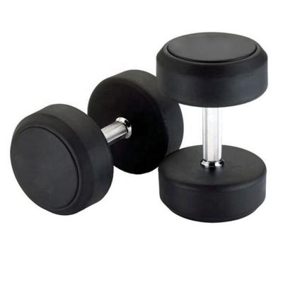 China Weightlifting Equipment Fitness Gym Steel + Rubber or PU Coated Round Rubber Dumbbell for sale