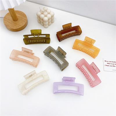 China Decorate Large 11CM Korean Clear Square Claw Hair Accessories Wholesale Jelly Hair Claw Clips Acrylic For Woman for sale