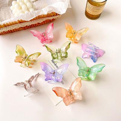 China Daily Hair Use 2022 New Fashion Korean Cute Butterfly Hair Claw Plastic Transparent Hair Claw Clips For Thick Hair for sale