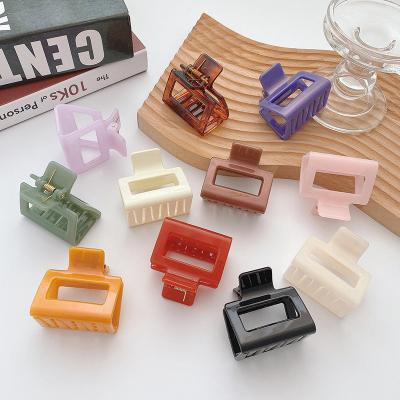 China Wholesale Custom Korean Fashion Small Square Daily Decorative Hair Claw Jelly Color Bright Hair Claw Plastic Clips For Women for sale