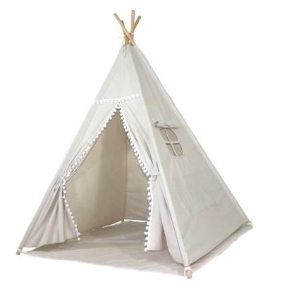 China Toy Safety Standards Indian Teepee Tent Children With Poms Play Tent With Mat for sale