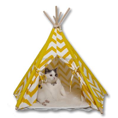 China Color Stripe Canvas Pet Viable Bed Teepee Indian Tents For Small Dog for sale