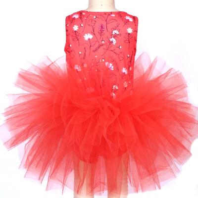 China Custom Made Viable Printed 4 Layers Baby Lace Tulle Party Tutu Dance Dress for sale