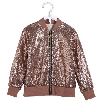 China 2018 Autumn Solid Color Breathable Long Sleeve Baby Sequin Jacket With Zipper For Kids Tops for sale