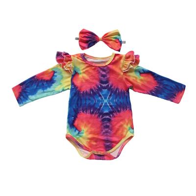 China Longsleeve Toddler Fall Rainbow Long Sleeves Knit Floral Christmas Thanks Giving Baby's Romper for sale