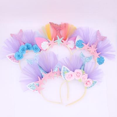 China Wholesale Sequin Baby Mermaid Accessories Headband Hair Band Cute Fashion Cloth Kids Designer for sale