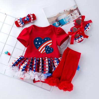 China Sweet Baby Boutique Clothing Sets USA Independence Day Outfits Cotton Summer Adorable Kids Clothes July 4th for sale