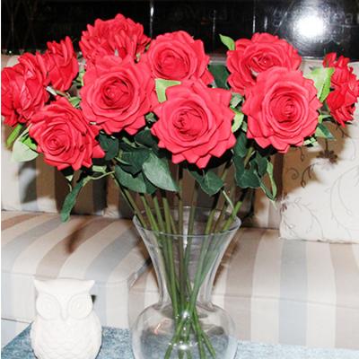 China Other Decorative Rose Red Rose Artificial Flower Stem Wholesale Price Artifici Rose Flower for sale