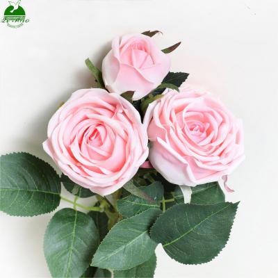 China Wholesale Silk+plastic Artificial Flowers Roses Velvet Flower Stem Long Rose for sale