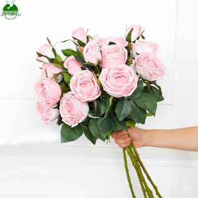 China Wholesale Wedding Decoration Stem Touch Roses Real Rose Flowers Artificial Silk Single Roses Customized for sale