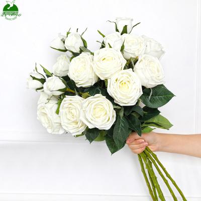 China Bulk White Real Touch Artificial Roses Flowers Customized for sale