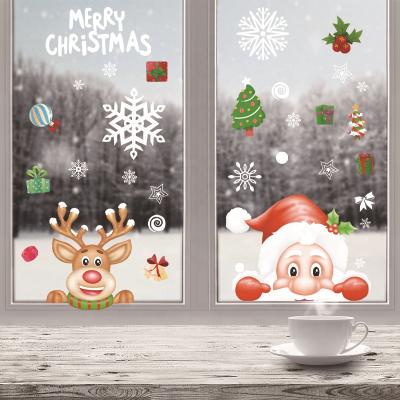 China DIY Supplies DIY Christmas Window Clings Decals Claus Reindeer Snowman Xmas Snowflakes Sticker For Xmas Party Decoration Holiday Supplier for sale