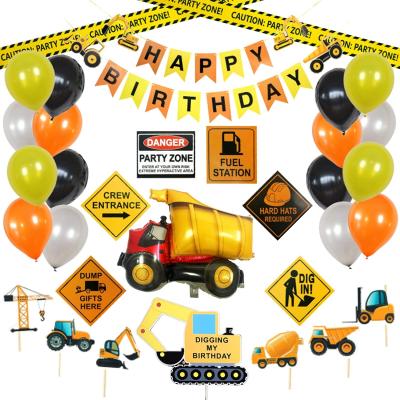 China Hot Sale Favorable Party Decoration Building Party Supplies Party Decoration Birthday Banner Caution Signs Digger Themed Party Z005 for sale