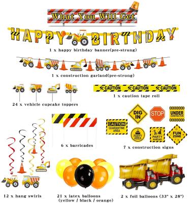 China Party Building Decoration Party Decoration Birthday Party Supplies With Barricades Sign Dump Truck Party Decorations For Boys Square Z004 for sale