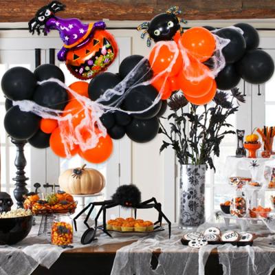 China Wedding Arch Garland Halloween Balloon Kit with Spider Pumpkin Foil Balloon and Web for Halloween Day Party Decorations Supplies for sale