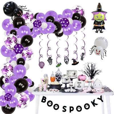 China Wedding Halloween Wedding Balloons Arch with Scary Spider Witch Balloon Eyeball Hanging Swirls for Day of the Dead Creep Halloween Spooky Party for sale