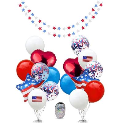 China Wedding Wedding 4th of July Independence Day Decorations Red White Blue Memorial Day Gift with Garland and Balloons Supplies for sale