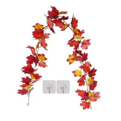 China Indoor Indoor Fall Leaves Garland Decorations Outdoor Hanging Vines Artificial Maple Leaf for Autumn Thanksgiving Fall Decor for sale