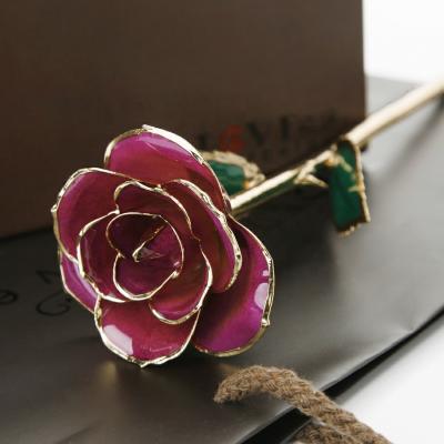 China Valentine's Day Gift 24K Plated Rose Coloful Artificial Flower Gold Rose Mother's Day Gift Lover Wedding Decoration Flower for for sale