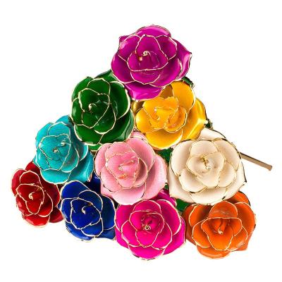 China Valentine's Day Gift 24K Color Rose Gold Simulated Flower Eternal Flower For Your Lover Wedding Anniversary Birthday Valentine's Day Presents for sale