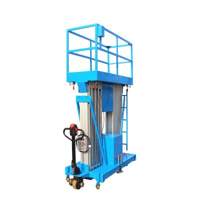 China Economic electric hydrolic lift double masts aluminum elevator manufacturer 10m 12m load 200kg for sale