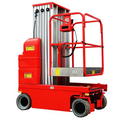 China Self Propelled Hotels 150kg 125kg Load Scaffolding Lifter Single Mast Aluminum Work Platform for sale