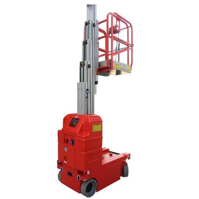 China High Safety 8m Hotels Hydraulic Single Mast Lifter Machine 9.5m Aluminum Lifter for sale