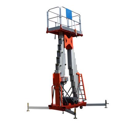 China Hotels Platform Height 6m-16m High End Aluminum Double Mast Industrial Hydrolic Lifter for sale