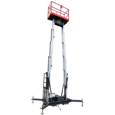 China Advertising Company Lift Trailer Dual Masts Aluminum Aerial Work Platform Lifts for sale