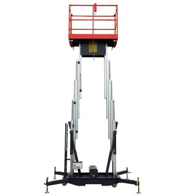 China Advertising Company 8-14M Height Dual Column Masts Aluminum Aerial Work Platform Lift for sale