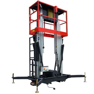 China Aluminum Elevated Aerial Work Platform Advertising Company Electric Lift Double Masts for sale