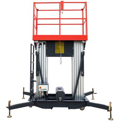 China Advertising Company 200Kg Weight Aluminum Double Masts Aerial Work Platform Hydraulic Lift for sale