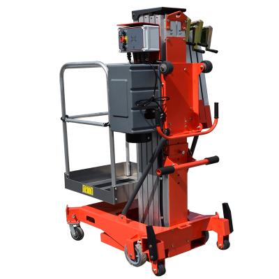 China 120kg 150kg Explosion Proof High End Electric Platform Lift Hydraulic Single Mast Aluminum Man Lift for sale