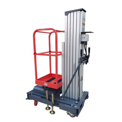 China Advertising Company Lifting Equipment Single Mast Aluminum Aerial Work Platform Lift for sale