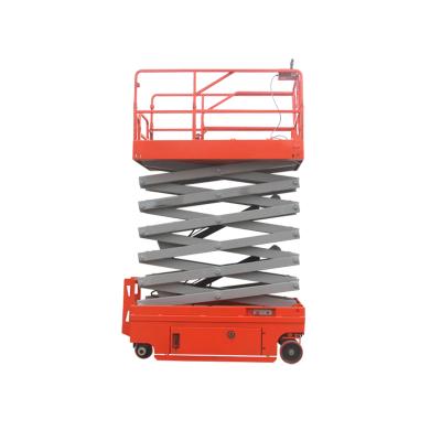 China Hot Selling 6m-12m Hotels V 320 Kg Load Machine Electric Self Propelled Lifting Scissor Lift For Construction for sale