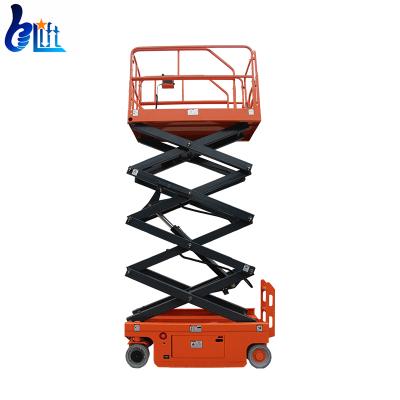 China Hotels 6m-12m Load 320kg Electric Self Propelled Lifting Machine Scissor Lift For Construction for sale