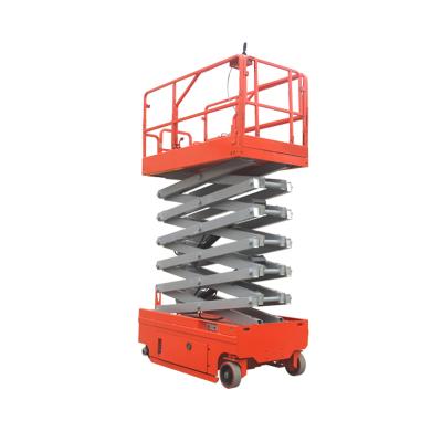 China Hotels 6m-12m 320 Kg Load Machine Electric Self Propelled Lifting Scissor Lift For Construction for sale