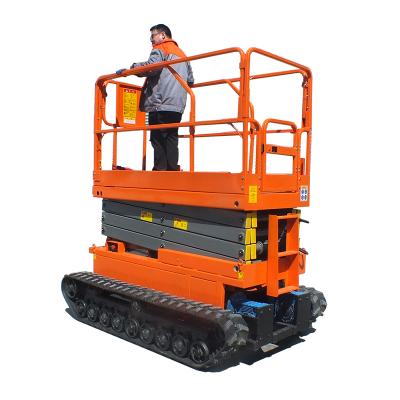 China Mobile Hotels 4.5m Load 200kg Crawler Cylinder Hydraulic Self Propelled Scissor Lift Tables For Materials for sale