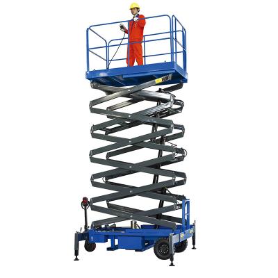 China Hotels 6m-14m Full Lift Electric Scissor Lift Mobile Platform High End Equipment Spare Part for sale