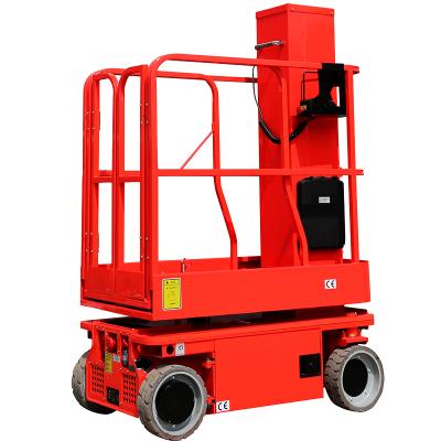 China Electric Vertical Mast Lift Platform Hotels Aluminum Alloy Single Mast Manlift for sale