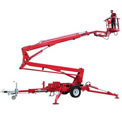 China Advertising Company 16m Hydraulic Construction Platform Aerial Electric Man Spider Lift Towable Boom Lift Trailer for sale