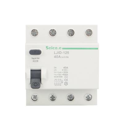 China Single phase 16A 25A 32A 40A 63A 80A 100A ELCB RCCB RCBO RCD LJID-125 for sale