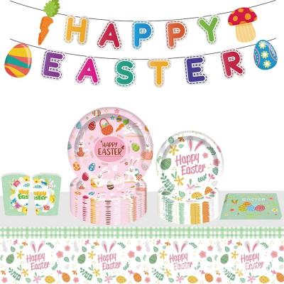 China Happy Valentine's Day Wedding Easter Party Decoration Kids Favor Paper Plate Cup Napkin Tablecloth Colorful Party Supplies for sale