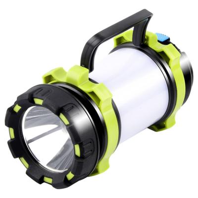 China Camping Fishing Traveling Hiking Multifunctional T6 Spotlight USB Rechargeable Walking Camping Light with Red Light LED Warning Flashlight for sale