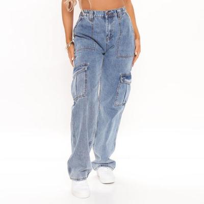 China Sustainable The new high waist wide high street wind women's jeans for sale