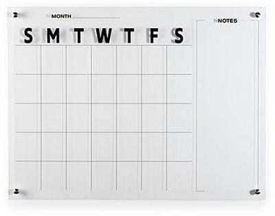 China Eco-Friendly 48x36 Wall Mounted Dry Erase Monthly Calendar Frameless Acrylic Preprinted - Clear for sale