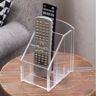 China Eco-friendly Tabletop Clear 3-Slot Acrylic Remote Control Organizer / Accessory Media Storage for sale