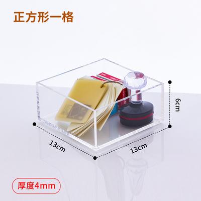 China Eco-friendly Office Acrylic Stationery Storage Box Two-grid Plexiglass Transparent Finished Cosmetic Case Small for sale