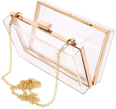 China Eco-friendly Acrylic Fashion Women Bag Purse Handbag Acrylic Transparent Same Shoulder Bag With Alloy Chain Strap For Party Beach for sale