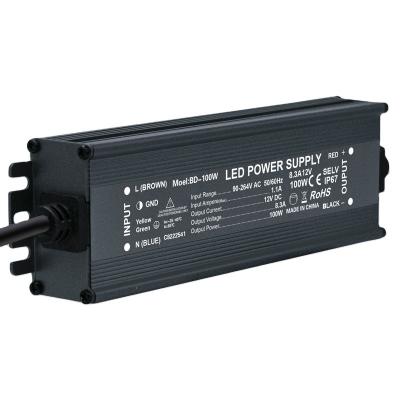 China Aluminum Material 100W DC12V 24V Ip67 Waterproof Led Driver Led Power Supply for sale